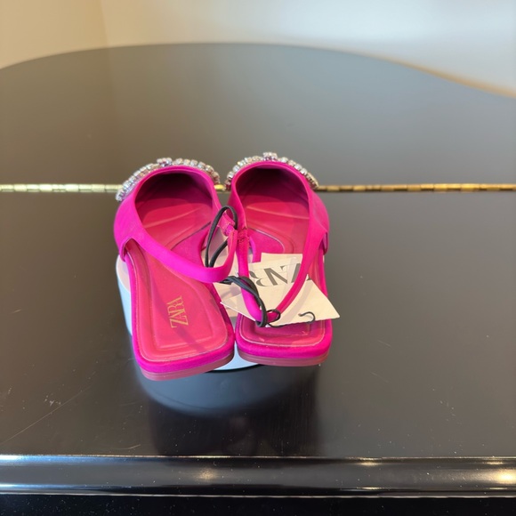 NWT Zara Luxury Summer Wedding Embelished Bejeweled Bow slingback mules/shoes - Picture 12 of 17